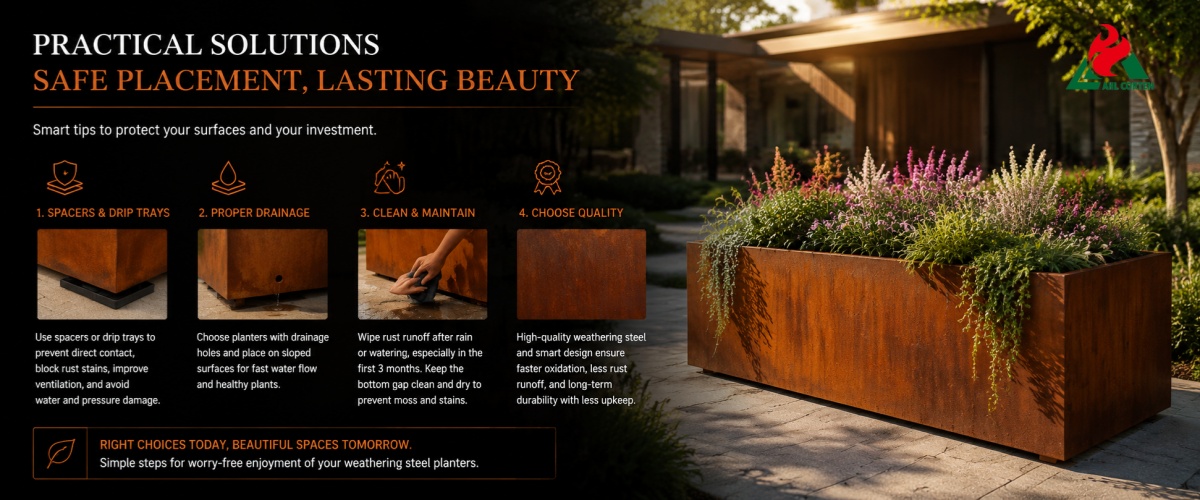 Key Tips for Safely Placing Weathering Steel Planters